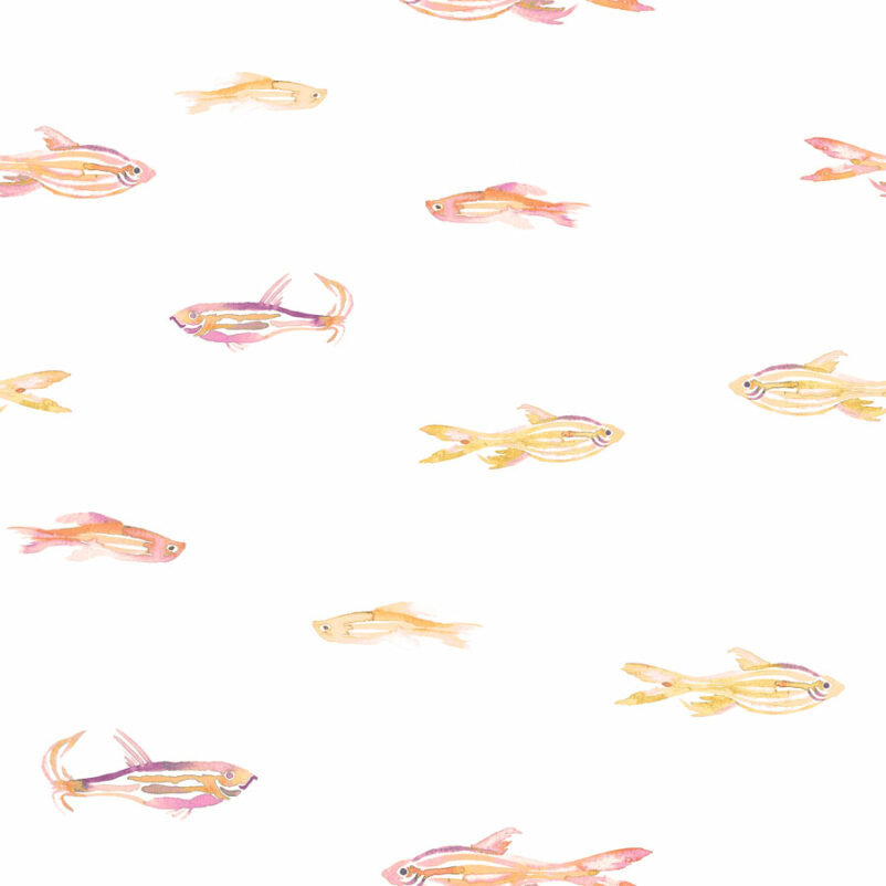 A tenger szerelmeseinek - halacska mintás tapéta fehér alapon narancs színű