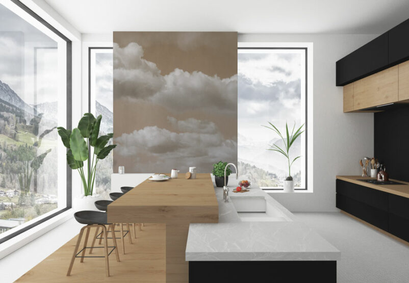 Bárányfelhők - barna művészi fotóposzter, óriásposzter konyhában
