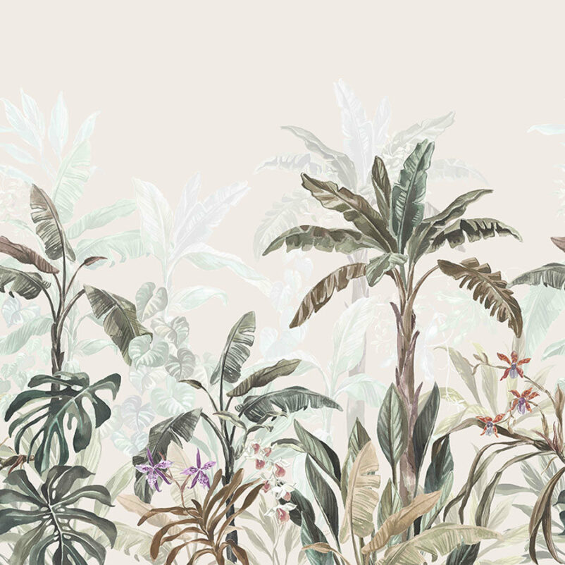 Dzsungel - művészi tervezésű poszter - pálma mintás - bézs, zöld