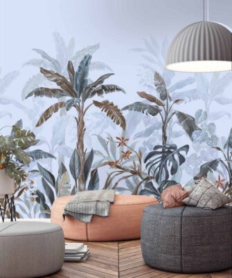 Dzsungel - művészi tervezésű poszter - pálma mintás - kék, nappali