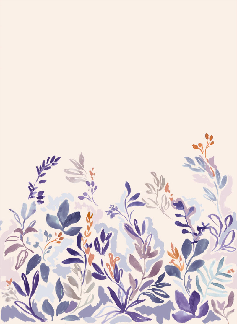 Ébredés - virág, levél mintás tapéta - mályva-szürke színű - hálószoba
