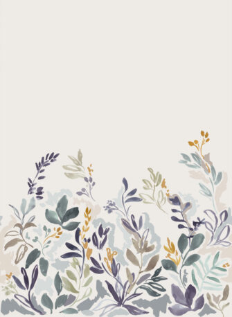 Ébredés - virág, levél mintás tapéta - mályva-szürke színű