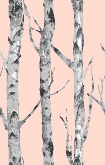 Erdei séta fa mintás tapéta rózsaszínben