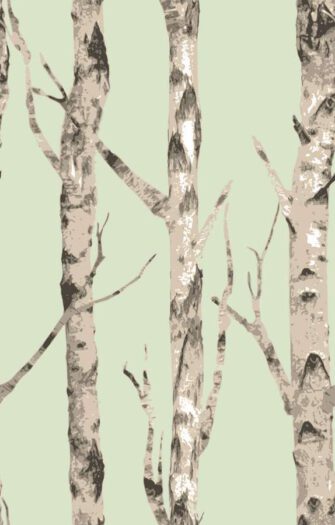 Erdei séta fa mintás tapéta világoszöld színben