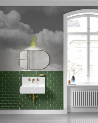 Bárányfelhők - fekete-fehér művészi fotóposzter, óriásposzter - mosdóban, fürdőben