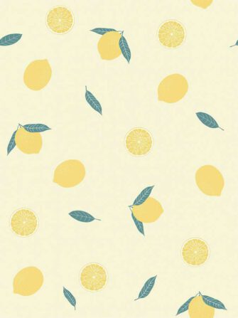 Gyümölcsvarázs - citrom mintás tapéta halványsárga háttéren