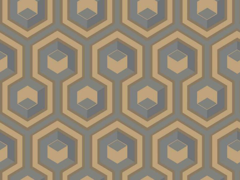 Hatszögek varázsa geometria mintás tapéta szürke alapon barna