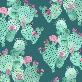 Kaktuszvirágzás kaktusz mintás tapéta zöld alapon zöld lila színű
