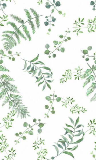 Levelecske vesszőcske levél mintás tapéta fehér alapon zöld színű