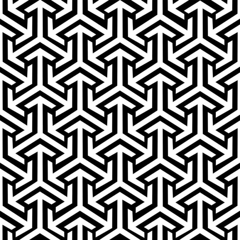 Nyilak tánca geometria mintás tapéta fekete fehér színű