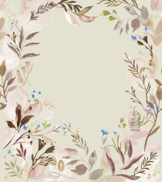 Ölelés - virág mintás művészi poszter - bézs, mályva, barna