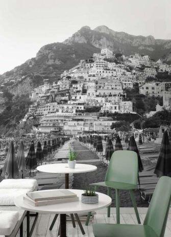 Positano tengerpart művészi fotóposzter étteremben