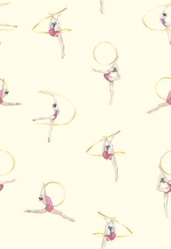 Tornász lányok sport mintás tapéta sárga színű minta