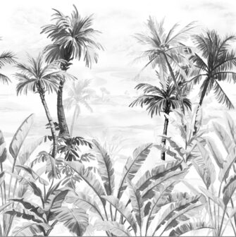 Sziget - pálma mintás művészi tervezésű poszter - fekete-fehér - Falramagyar