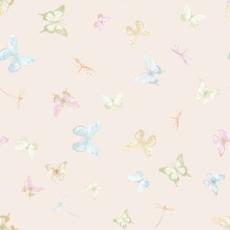 Színes pillangók lepke mintás tapéta bézs színű