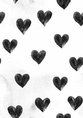Szívesen szív mintás tapéta fekete fehér színű