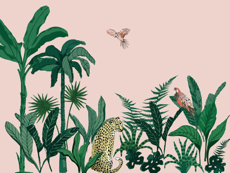 Trópusi állatos jaguár pálmás poszter
