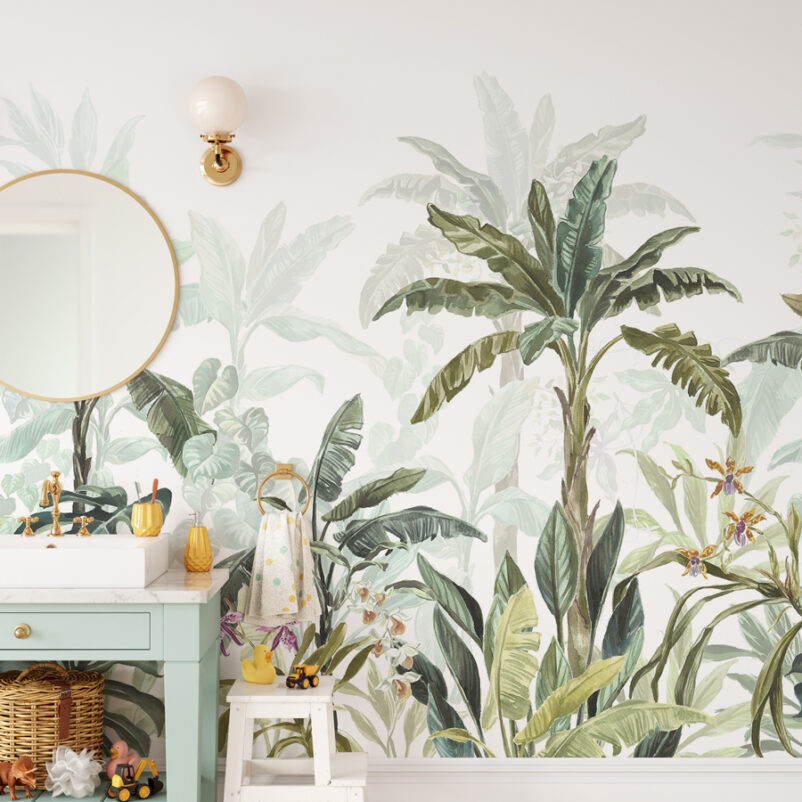 Dzsungel - művészi tervezésű poszter - pálma mintás - zöld, fürdőszoba