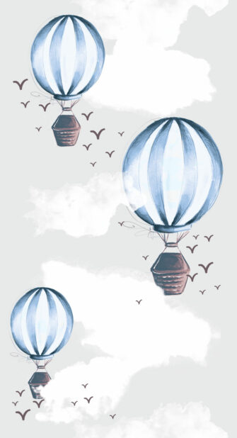 Utazunk hőlégballon mintás kék fiúszoba tapéta